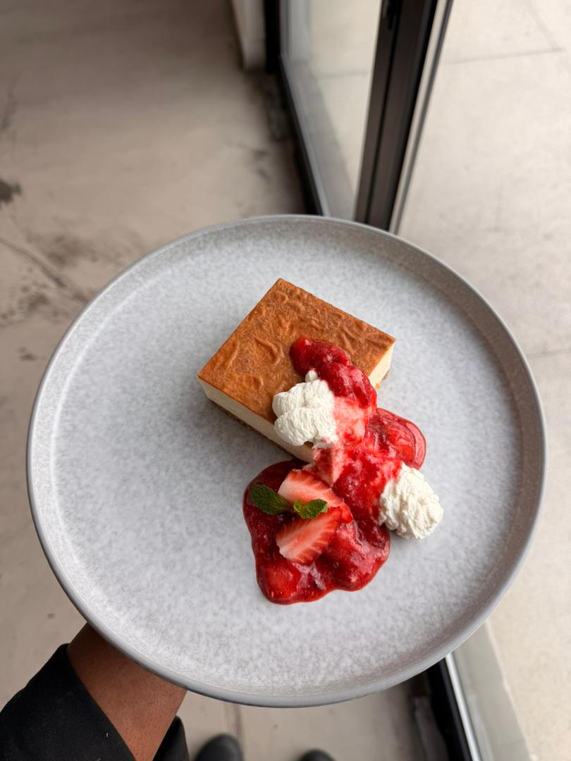 NewYork style Cheesecake with a Strawberry Coulis by Chef Zulaika